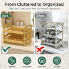 Cat Food Can Organizer for 3 oz & 5.5 oz Wet Cat Food Cans, Wooden FIFO Can Dispenser for Pantry or Feeding Station, Includes Dry-Erase Labels, Marker & Anti-Slip Pads