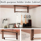Wood-Paper-Towel-Holder-Under-Cabinet-Kitchen-Handmade - Wall Mounted/Adhesive No Drill Sturdy Roll Hanging Organizer, Horizontal Papertowel Dispenser Easytear, Handcraft Decor Gift Real Woodwork Home