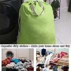 Heavy Duty Laundry Bag with Drawstring and Handle, Extra Large Travel Dirty Clothes Bag for Laundromat and Household, Durable Rip-Stop Laundry Hamper Liner, 28 x 40 Inch, Green