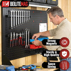 Double Sided Magnetic Tool Holder, 17 Inch Magnetic Screwdriver Holder Rack, Easy to Install Magnet Tool Organizer for Garage Storage, Workshop, Jobsite, Shed and Kitchen (2 Pack)