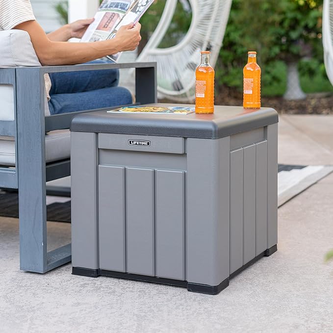 LIFETIME Outdoor Storage Cube Deck Box for Package Delivery, Patio Furniture Cushions, Garden Tools, Pool Accessories, 25 Gallon
