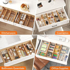 Lifewit 4" High 5 Pack Bamboo Drawer Dividers 43-54cm/17-21.5" Adjustable Wooden Drawer Organizer for Clothes/Utensils, Expandable Drawer Separator for Dresser/Kitchen/Bedroom/Office Organization