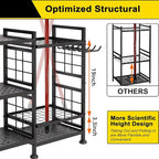 GIOTORENT 6 Tier Garden Tool Organizer, Garage Storage and Organization, Metal Yard Tools Storage Rack, Heavy Duty Garden Tool Organizer for Garage, Yard, Patio, Shed, Indoors and Outdoors, Black