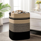 Laundry Hamper, 75L Tall Laundry Basket with Leather Handles, Rectangle Large Clothes Hamper for Organizing, Cotton Woven Laundry Baskets Storage Hampers for Bedroom, Nursery, Living Room