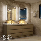 24x32 Lighted Medicine Cabinet Mirror with Lights & Smart Night Lamp -Surface or Recessed Medicine Cabinet Mirror with Outlet & Clock,Fogless Dimmable LED Storage Mirror,Built-in Sensor Light