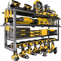 Large Power Tool Organizer Wall Mount, 4-Tier Rack with Charging Station & 8 Drill Holders, Garage Workshop Tool Storage, Gift for Husband/Dad