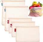 5 Pack Mesh Produce Bags, Reusable Produce Storage Bags Washable Eco Friendly Lightweight Storage Produces Bag Durable Double Stitched with Drawstring Reusable Food Storages Bag for Fruit Vegetable