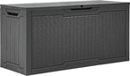 YITAHOME 80 Gallon Resin Deck Box, Weather Resistant Outdoor Rattan Storage Box, Lockable Indoor Outdoor Storage for Supplies and Essentials, Dark Gray
