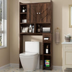 Shintenchi Over the Toilet Storage Cabinet, Bathroom Storage Cabient with Barn Doors, Bathroom Storage Shelf Organizer with Toilet Paper Holder, Adjustable Shelf and Anti-Tip Device, Walnut