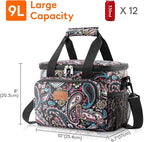 Lifewit Medium Lunch Bag, Insulated Lunch Box, Soft Cooler Cooling Tote for Adult Men Women, Paisley 12-Can (9L)