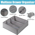 Bra Storage Drawers Organizer for Clothing Underwear Dresser Drawer Organizer Dividers Foldable Storage Cube Bins for Bra, Underwear,3 Pack （Grey）