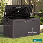 YITAHOME 80 Gallon Outdoor Storage Box, Large Water Resistant Resin Deck Box, Indoor Outdoor Lockable Rattan Storage Container for Patio, Garden, Cushions, Tools, Equipment (Dark Brown)