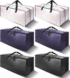 6 Pack Heavy Duty Extra Large Moving Bags W/Backpack Straps - Strong Handles & Zippers, Storage Totes For Space Saving, Fold Flat, Alternative to Box and Bin (40 gal, Semi-Transparent+Blue+Black)
