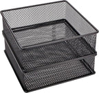 Annova Mesh Stackable Drawer Cabinet and Shelf Organizer Bins Storage Basket School Office Supply Holder Tray- Set of 2 (Black, 6x6x2 Inch)