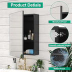 20 x 26 Farmhouse Medicine Cabinet for Bathroom, Black Bathroom Mirror with Storage, Tempered Glass, Frameless Recessed or Wall Mount Aluminum Medicine Cabinet - Pre-Assembled
