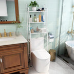 3-Shelf Bathroom Organizer Over The Toilet Space Saver Over The Toilet Rack Bathroom Corner Stand Storage Organizer (White)