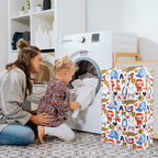 Odonata Slim Laundry Hamper Handles Collapsible Laundry Basket Thin Dirty Clothes Basket Narrow Laundry Bag Foldable Dirty Hamper 48L (Animal)