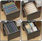 2 Drawer File Cabinet with Lock, Heavy-Duty Metal Rolling Filing Cabinet for Home Office, Under Desk Printer Stand with 5 Wheels, Required Assembly with Video Guide, Fits Letter/Legal Size, Black