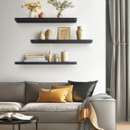 BAYKA Floating Shelves for Wall, 36 inches Long Wall Mounted Rustic Wood Shelves for Bathroom, Bedroom, Living Room, for Book/Storage/Decor with 30lbs Capacity - Black,Set of 3