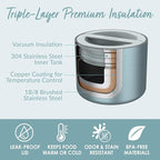 Bentgo Stainless Insulated Food Container - 2.4 Cups (19 oz), Triple-Layer Insulation, Vacuum Seal, Leak-Proof, Built-In Handle, Wide Opening, Premium Stainless Steel, for Cool/Warm Foods (Aqua)