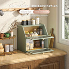 Bread Box for Kitchen Countertop Bin Double Layer Bread Box Storage Container Extra Large Capacity Farmhouse with Diamond Pattern Windows (Green, Extra Large)