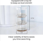 OfficeGoods 3-Tier Stackable Acrylic Holder- Stylish Desk Organizer and Storage for Office or Home – Transparent Round Design with Silver Metal Base