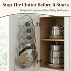 Evelots 6-Tier Pot Lid Organizer for Cabinet Door or Pantry Wall - Pots and Pans Lid Holder Rack - Glass or Metal Pan Covers Cabinet Organizer Kitchen Storage - Chrome Finished