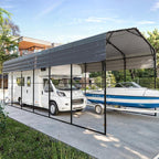 EROMMY 14'x30' RV Carport, Heavy Duty Car-Port with Reinforced Metal Frame, Weather-Resistant Galvanized Steel Roof Shelters, Outdoor Car-Shed for RV, 2 Vehicles, Truck, Boat and SUV, Gray