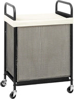 STORAGE MANIAC Rolling Laundry Hamper with Wheels 1-Section Laundry Sorter Rolling Laundrys Basket on Wheels with Removable Bag Clothes Hamper Laundrys Organizer Cart Bathroom Bedroom 90L Beige