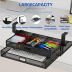 Under Desk Drawer Organizer No Drill Metal Under Desk Storage Drawer Container 2 Slide Out Cabinet Drawer Suitable for Home And Office (Extra Large)
