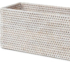 YANGQIHOME Toilet Paper Basket, Rattan Toilet Tank Basket for Bathroom, Wicker Baskets with Lid for Storage, Whitewash