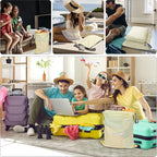 Travel Laundry Bag (2 Pcs - Large + Medium) - Foldable Waterproof Washable Wet Dry Bag for Gym, Swimming, Yoga, and Workout Perfect for Dirty Clothes, Bathing Suits, Travel Accessories (Beige)