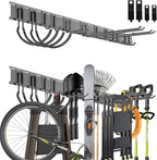 64'' Garage Tool Organizer Wall Mount - Heavy Duty 680 lbs Capacity Tool Rack with 10 Adjustable Hooks, Wall Mounted Storage System for Garage, Shed, Workshop (Black)