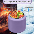 26oz Kids Jar for Hot Food, Insulated Vacuum Food Jar with Buckle Lid, Stainless Steel Wide Mouth Leak Proof Insulated Lunch Container for School Picnic Travel, Purple