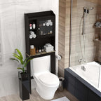 Espresso Over The Toilet Storage Cabinet, Bathroom Organizer with Adjustable Shelf and Open Space, Bathroom Shelf Over Toilet, Wood Toilet Storage for Home Bathrooms (Espresso)