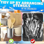 Countertop Utensil Holder Stainless Steel - 5.5 x 4.5" Stainless Steel Utensil Holder for Kitchen and Bars, Odor and Rust Resistant, Durable and Dishwasher Safe, Good for Home and Commercial Use