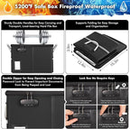 TOMKID 5200°F Fireproof Document Box, Fire Important Document Organizer with Lock, Upgraded Heat Insulated Filing Storage Cabinet Office Organization (5200°F Fireproof Box, Black)