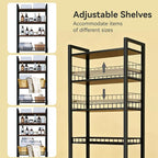 4-Tier Bathroom Organizer Shelf Over The Toilet Storage Cabinet with Feet Pad Over The Toilet Storage Rack with Adjustable Shelf and Basket Bathroom Shelves Above Toilet Bathroom Shelves