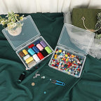 BTSKY Clear Plastic Storage Box with Flap Lid, Multipurpose Craft Organizers and Storage Box Art Supply Storage Organizer Plastic Sewing Box for Beads Pencils Notebooks, 2 Pack Small