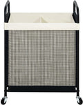 STO STO Laundry Hamper 2 Section, 100L Rolling Laundry Sorter Cart with Removable and Washable Liner Bag, Clothes Hamper with Wheels and Metal Handle for Laundry Room and Bedroom