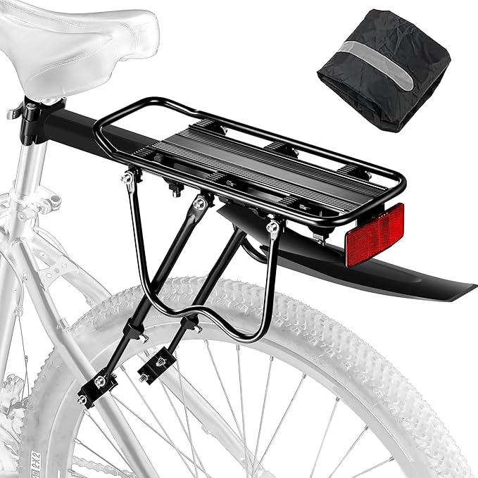 Rear Bike Rack,Bike Cargo Rack w/Fender & Large Size Reflective,Quick Release Mountain Road Bicycle Rear Racks,Universal Bike Luggage Rack,Large Capacity Bike Pannier Rack,YONTUO