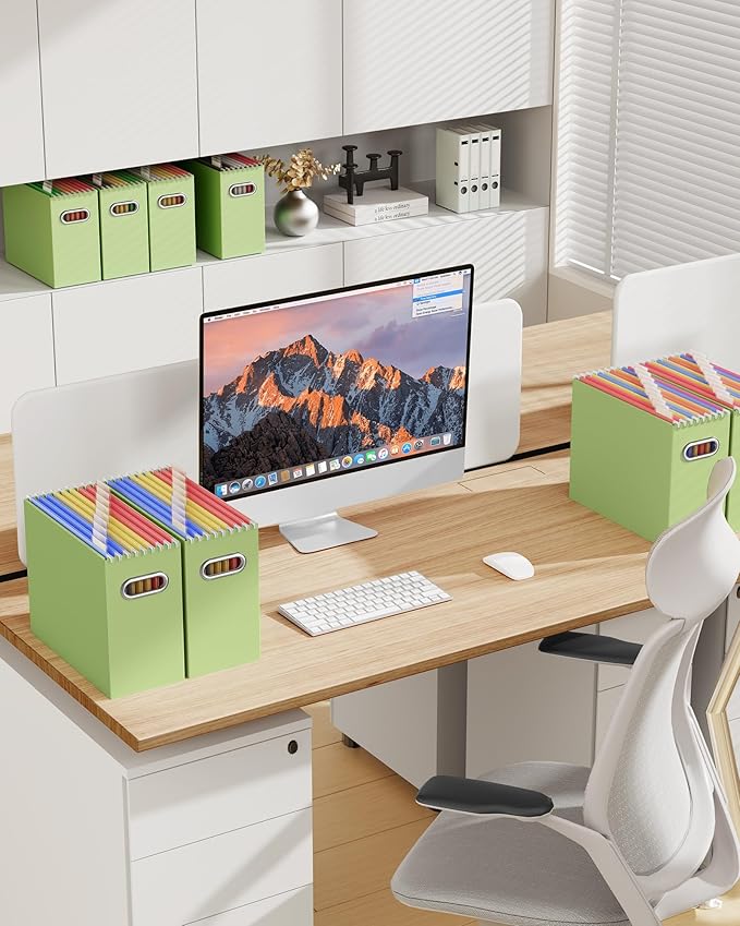 Oterri Cardboard File Organizer Box for Hanging File Folders Letter Size,File Box for Computer Desk,File Cabinet,Working Home,Office,Classroom (Mixed Colors, Letter Size - 8 Packs)
