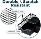 Greenco Mesh Desk Organizer Office & Dorm Room Supplies Caddy, 6 Compartments, Small Black Desk Organizer for Pen, Pencil, Small Office Supplies and Stationary Accessories Storage Organization