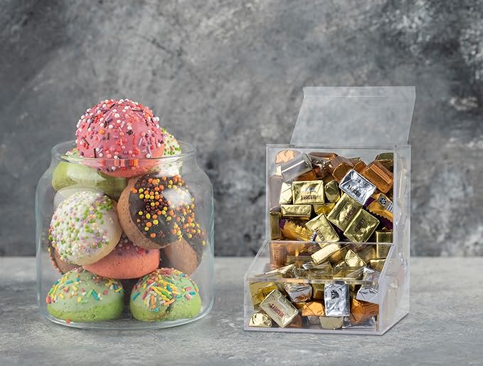 Candy Dispenser - Bulk Acrylic Storage Holder with Two Lids for Countertop or Wall Mount - Store Chocolate, Treats, Sweets, and Snacks (1)