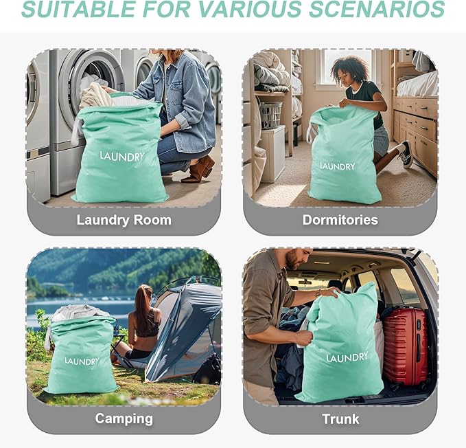 WiseBoy Laundry Bag, 23.6x35 inch Oversized Laundry Bags, Travel Laundry Bag Dirty Clothes Organizer, Nylon Wet Dry Storage Bag for College Dorm, Camping, Caravan, Blue