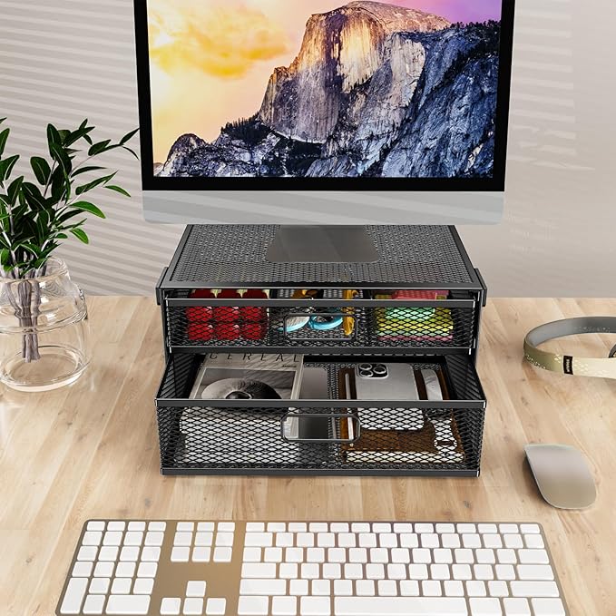 Under Desk Drawer Organizer No Drilling 2 Slide Out Drawer Under Desk Storage Drawer Clamp On Under Desk Management Drawer Organizer Suitable for Home and Office | No Drilling, Clamp On, Organizer