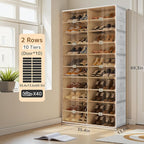 Foldable Shoe Rack Organizer for Entryway with Clear Magnetic Doors - Large Capacity Shoe Cabinet for Boots, Sneakers & All Shoes, Easy Assembly, White 10-Tier 40 Pairs