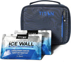 Titan by Arctic Zone Fridge Cold Lunch Box with 2 Gel Ice Packs, Small Insulated Cooler Bag with Leak Proof Lining for School and Work, Dark Wave