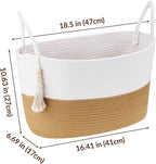 NiHome Toilet Paper Storage Basket, Cotton Rope Organizer with Boho Tassel, Holds 6 Rolls, Foldable Space-Saving Design, Multi-Purpose Bin for Bathroom, Bedroom and Living Room
