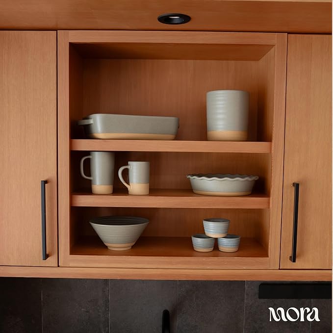 Mora Ceramic Kitchen Utensil Holder - Wooden Spoon & Spatula Crock for Countertop, Modern Farmhouse Home Decor, Extra Large 7.3" Organizer for Stove Top and Counter - Heavy & Sturdy - Peppercorn